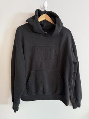 Taylor Swift TTPD Faded Black Embossed Hoodie Large Tortured Poets Department L