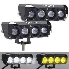 LED Yellow/White Motorcycle Driving Fog Lights Bar 2Pcs 5Inch Offroad Driving