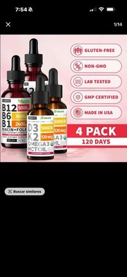 (4 Pack) Vitamin B12 and B6 Drops, B12 Vitamin B Complex - B 12, Raspberry