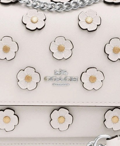 NWT Coach Mini Klare Crossbody Bag Floral Applique CAK00 Silver