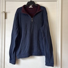 TOMMY BAHAMA Reversible 1/4 Zip Sweater L Tall Sewn Marlin Logo Navy Burgundy