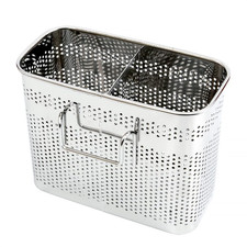 Kitchen Utensils Chopsticks Holder Drying Rack Basket with Hooks 2 Divided Compa