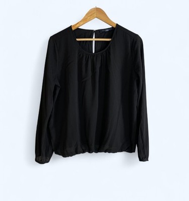 TOMMY HILFIGER Plain Black Minimalist Top Blouse Size L Pullover Relaxed