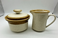VTG Mikasa Stone Manor F5800 Cream  Sugar Bowl Lid 1970s Set of 2