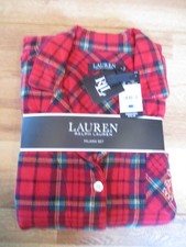 NEW Ralph Lauren Red Plaid Christmas Holiday Fleece Pajama Set Women's Large