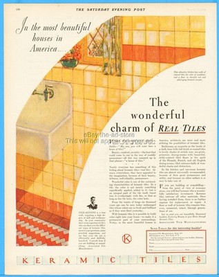 1928 Keramic Ceramic Tile Flooring Colors of Sunshine Kitchen Decor Design Ad