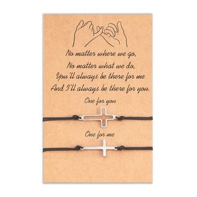 Tarsus Cross Matching Bracelets For 2 Friends Couple 9 inches, Cross-B