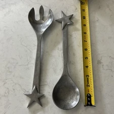 mariposa Star Themed Metal Salad Server Set Spoon & Fork Coastal Decor