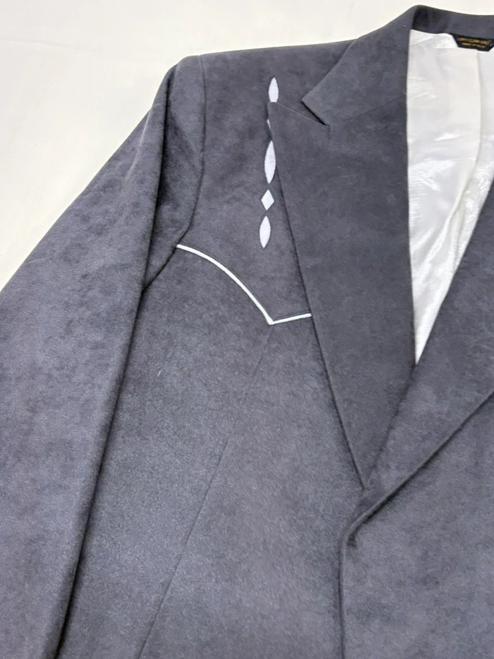 Jaqueta esportiva ocidental bordada preta Pagano West masculina 44R preta bolero vintage - Imagem 2 de 4