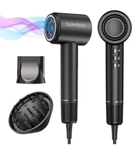 Sunydoo High Speed Hair Dryer with Diffuser and Nozzle Black *NEW SEALED*