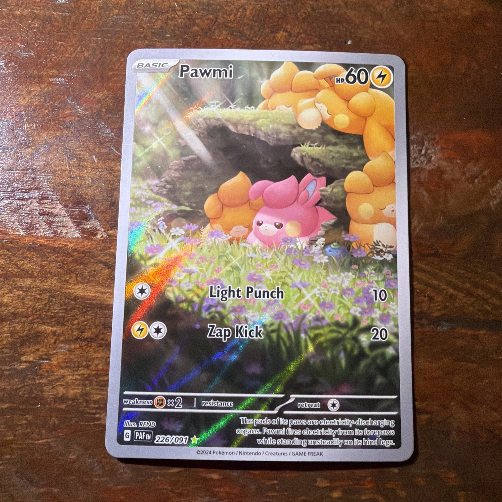 Pokemon TCG Pawmi Illustration Rare Card 226/091 SV Paldean Fates NM+