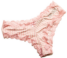 Victoria's Secret Vintage Panties Large Very Sexy Cheeky Pink Stripe VIP 2013 Ne