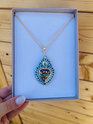 Collana Cuore Sacro in ceramica di Caltagirone Made In Sicily