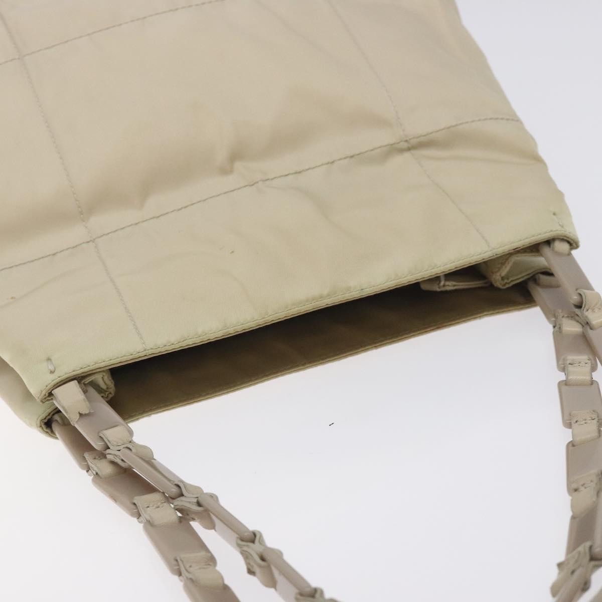 PRADA Chain Tote Bag Nylon White Silver Auth mr1398 thumbnail 6