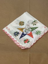OES Order of the Eastern Star Vintage Handkerchief Scalloped Edge