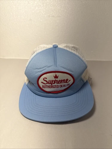 Casquette 5 panneaux dos maille SUPREME FW'21 "autorisée" baseball camionneur bleu clair