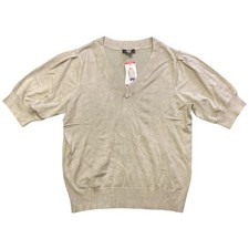 DKNY Women's Modern Fit 3/4 Length V Neck Puff Sleeve Sweater Ouj, L 
