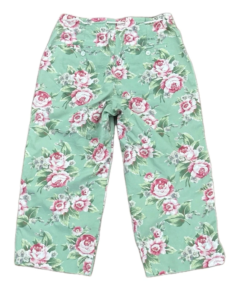 VTG Lauren Ralph Lauren Floral Cropped Capri Pants Cottagecore Womens 8 Wide Leg - Image 3 of 4