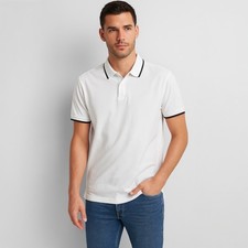 Old Navy White Polo Shirt with Black Trim Men s Size Medium