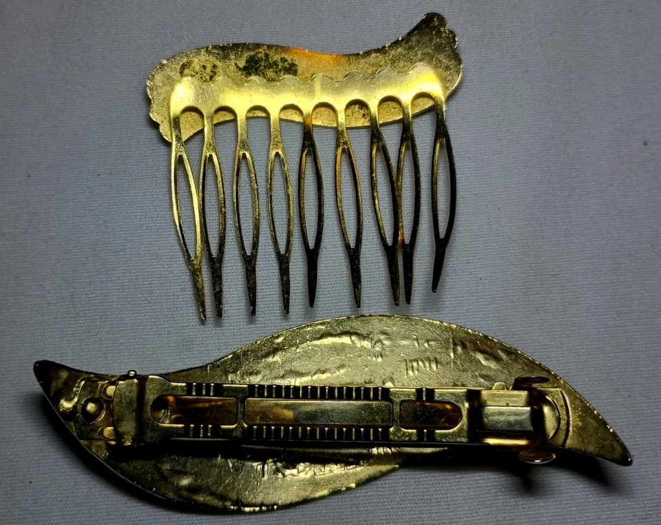 Peine de pelo y pasador Cloisonne - floral - mariposas  Foto 4 de 4