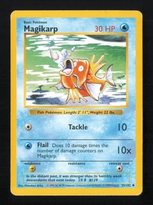 Magikarp 35/102 Uncommon Base Set Shadowless Pokemon Unlimited HP