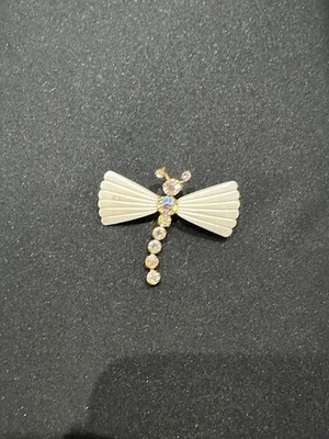Atemberaubende Vintage Libelle Brosche - funkelnde Steine & beweglicher Schwanz