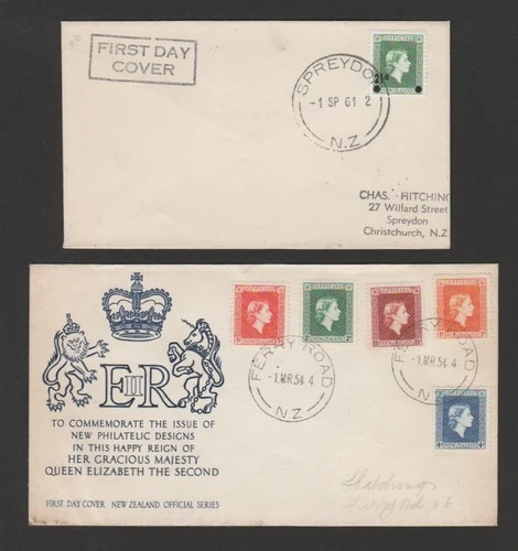 New Zealand 1954/61 lot of 2 FDC with QEII officials