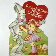 Wizard Of Oz Tinman & Dorothy Vintage Valentine Greeting Card Cute Favor Toto