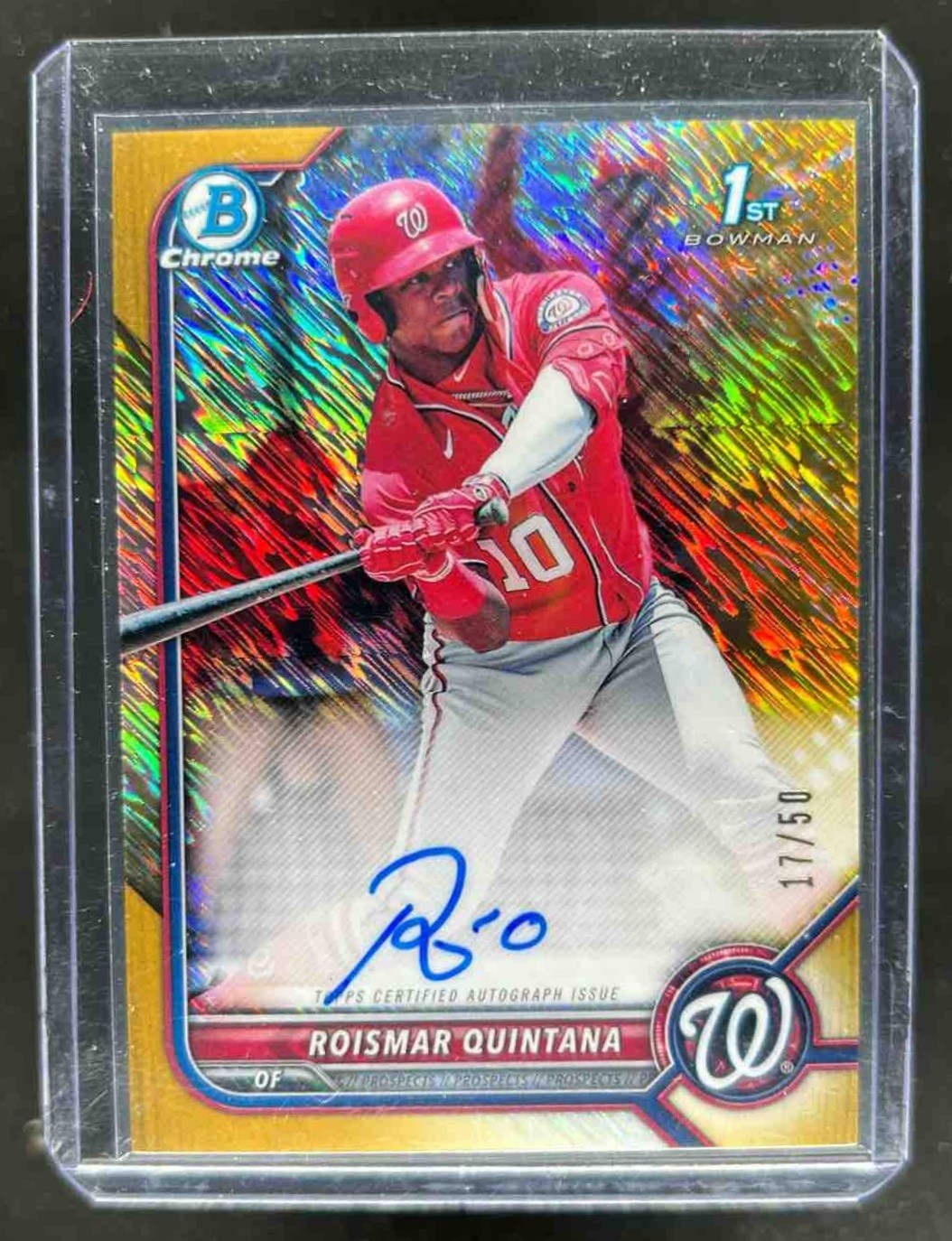 2022 Bowman Roismar Quintana Chrome Auto 1st Gold Shimmer Refractor #17/50