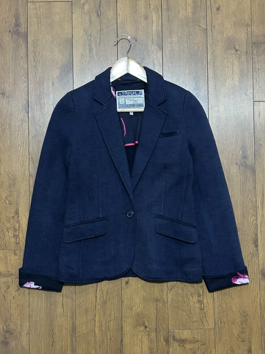 Blazer Joules Femme Bleu Coton Tweed Taille M UK 12 - Très Bon état