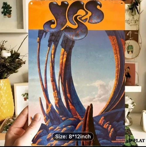 YES World Tour 1991 Metal Tin Sign, Vintage Roger Dean Art Poster, 8x12 in-NEW