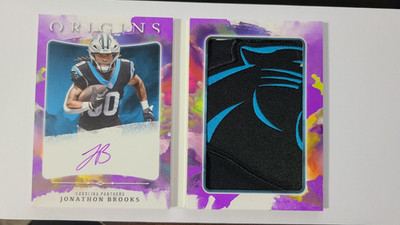 2024 Origins Jonathon Brooks Rookie Booklet Patch Auto /8 Panthers RPA