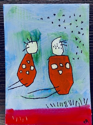 e9Art 5x7 'after their names ceased to have meaning' naive outsider art brut raw