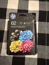 HP 62 Ink Cartridge - 2 Pack with Black and Tri-Color Cartridges New
