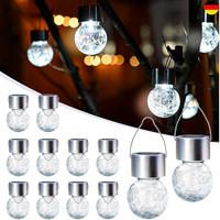 Solarleuchten HäNgend 12 StüCk Rissglas Kaltweiß Wetterfest 1