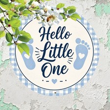 Round Gender Reveal Metal Sign Boy Baby Shower Wall Art 8x8