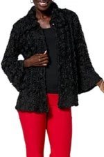 Antthony Women's Embellished Rosette Button-Front Jacket Black