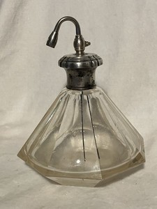 8 Sided Cut Crystal 800 Silver Perfume Atomizer Spray Bottle Vtg Old Antique