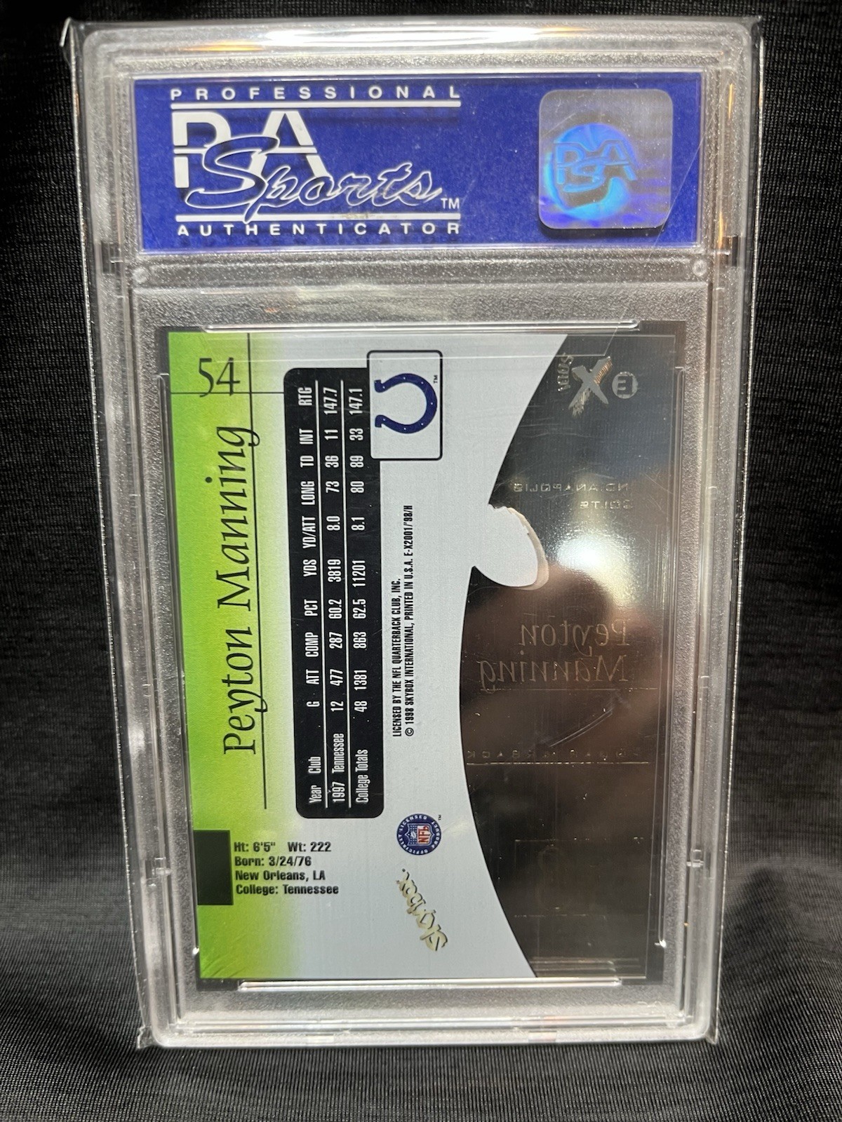 1998 SkyBox EX 2001 Peyton Manning Rookie PSA 10 RC E-X2001 view 2