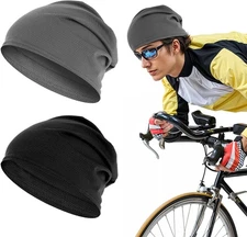 2 Pack Running Beanie, Skull Cap for Men & Women - Breathable, Slouchy Beanie Ru
