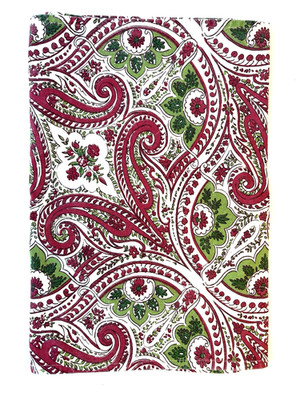 April Cornell Paisley Table Runner Tan Red Green Holiday French Country 84x17