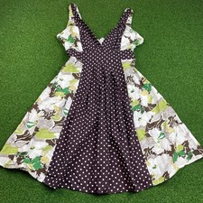 Vintage Rue21 Brown Floral Sleeveless V Neck Fit & Flare Dress Sz L