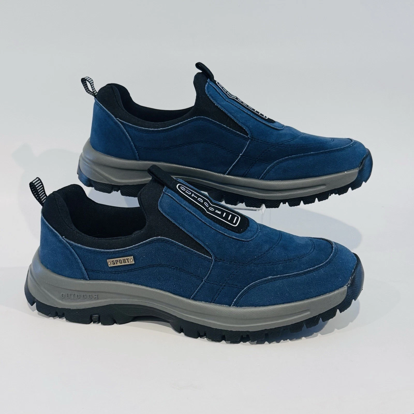 Mens Outdoor Trail Shoes Slip On Blue Size EU 46 US 12 Walking Hiking Grip