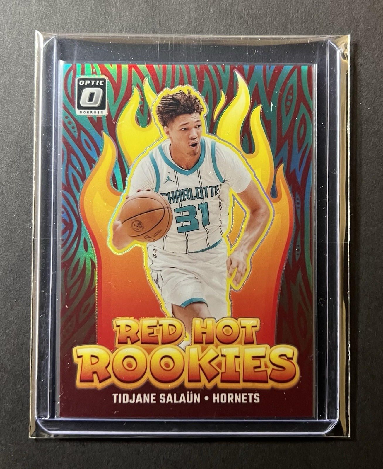 2024-25 Panini Donruss Optic Tidjane Salaun Red Hot Rookies Green /5 RC Hornets