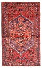 Vintage Dark Navy Traditional 3'11" x 6'10" Hand-Knotted Oriental Wool Area Rug