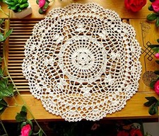 Cotton Handmade Crochet lace Table Runners Round Tablecloth Doilies Doily Table