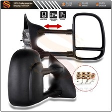 Pair Black Cover Manual Towing View Mirrors For 1999-2007 Ford Super Duty
