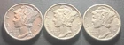 (3) AU/BU Mercury Dimes (1940, 42, 44-D)--Starts @ Melt