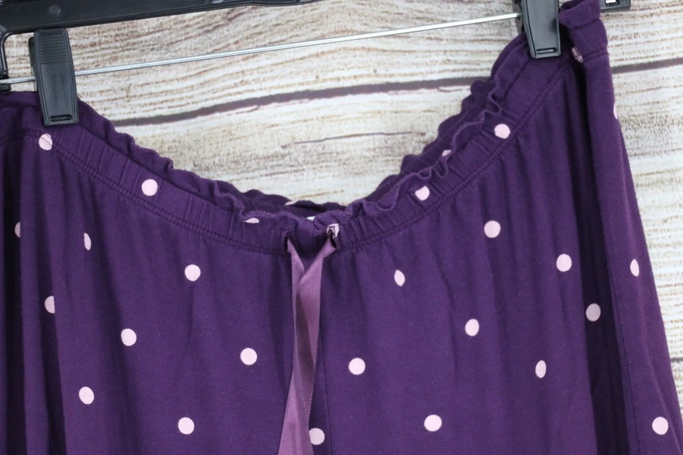 Alfani Intimates Womens Size Large Pull On Polka Dot Pajama Pants Purple Plum - Image 2 of 4