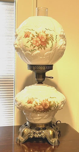 Vintage Ornate Milk Glass Lamp PRICE REDUCTION